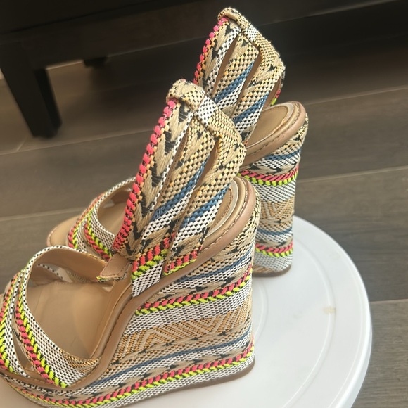 Gianni Bini Multicoloured Ankle Strap Platform Wedge Boho Sandals Women Size 7.5 - Picture 15 of 17
